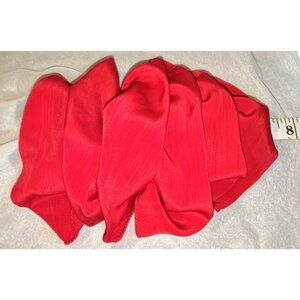 Vintage 60s Big Silky Hair Claw Clip Ribbon Red 7”